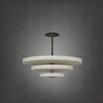Alabaster Bronze & White LED Chandelier – Elegant 33‑Inch by Dalmivik, product or room detail view