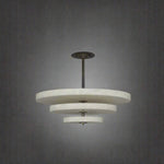 Alabaster Bronze & White LED Chandelier – Elegant 33‑Inch by Dalmivik, product or room detail view
