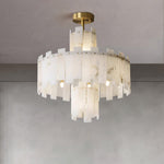 Alabaster Chandelier – Elegant Brass & White Alabaster Light Fixture by Dalmivik, product or room detail view