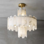 Alabaster Chandelier – Elegant Brass & White Alabaster Light Fixture by Dalmivik, product or room detail view