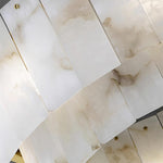 Alabaster Chandelier – Elegant Brass & White Alabaster Light Fixture by Dalmivik, product or room detail view