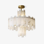 Alabaster Chandelier – Elegant Brass & White Alabaster Light Fixture by Dalmivik, product or room detail view