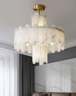 Alabaster Chandelier – Elegant Brass & White Alabaster Light Fixture by Dalmivik, product or room detail view