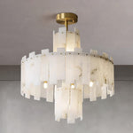 Alabaster Chandelier – Elegant Brass & White Alabaster Light Fixture by Dalmivik, product or room detail view