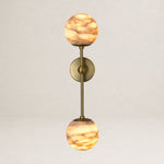 Alabaster Double Spherical Wall Lamp by Dalmivik, complete fixture view