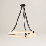 Alabaster Halo Pendant Light – Black & White LED Chandelier by Dalmivik, complete fixture view