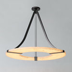 Alabaster Halo Pendant Light – Black & White LED Chandelier by Dalmivik, product or room detail view