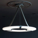 Alabaster Halo Pendant Light – Black & White LED Chandelier by Dalmivik, product or room detail view