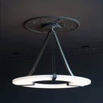 Alabaster Halo Pendant Light – Black & White LED Chandelier by Dalmivik, product or room detail view