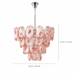 Amara Ripple Blush Tiered Glass Chandelier dimension and specification diagram