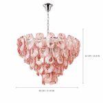 Amara Ripple Blush Tiered Glass Chandelier dimension and specification diagram