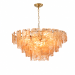 Aureate Cascade Murano-Style Glass Tile Chandelier, complete fixture
