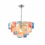 Aureate Cascade Murano-Style Glass Tile Chandelier