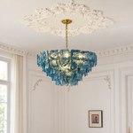 Aureate Cascade Murano-Style Glass Tile Chandelier