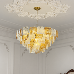 Aureate Cascade Murano-Style Glass Tile Chandelier