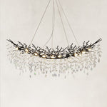 Black-finish rectangular crystal branch chandelier