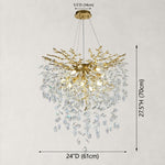 Gold-tone crystal branch cascade 24 in dimension diagram