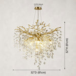 brass-tone deep crystal-branch chandelier dimension diagram.