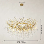 Gold-tone branch crystal ring 47 in dimension diagram