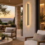 Long black wall sconce terrace scene