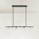Black bubble glass linear chandelier complete fixture front view