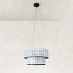 Product detail of Black Frame Two-Tier Marble Chandelier 23.6" against a neutral background