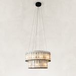 Black Frame Two-Tier Marble Chandelier 23.6" shown in full against a neutral background