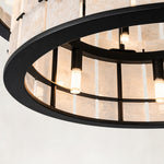 Product detail of Black Frame Two-Tier Marble Chandelier 23.6" against a neutral background