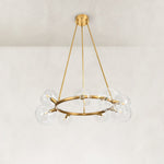 Bubble Glass Ring Chandelier in Aged Brass - material detail