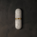 Verity Modern Alabaster Wall Sconce Lighting by Dalmivik, complete fixture view