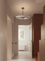 Carve Alabaster Pendant Light – Hand‑Carved Stone Shade with Black Frame by Dalmivik, product or room detail view