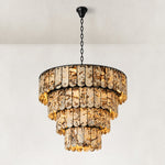 Cascading Marble Panel Chandelier 33.5" in Black metal finish, shown as a complete fixture