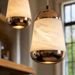 Cascata Alabaster Linear Chandelier 47.2" by Dalmivik, furnished room or product detail view