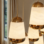 Cascata Alabaster Linear Chandelier 47.2" by Dalmivik, furnished room or product detail view