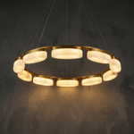 Amara Modern Ring Alabaster Chandelier by Dalmivik, complete fixture view