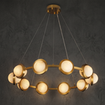 Catena Modern Alabaster Ring Chandelier by Dalmivik, complete fixture view