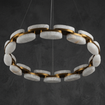 Amara Alabaster Round Ring Chandelier by Dalmivik, complete fixture view