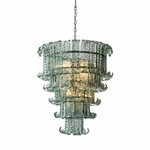 Celestine Aqua Five-Tier Glass Chandelier, complete fixture