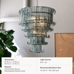 Celestine Aqua Five-Tier Glass Chandelier dimension and specification diagram