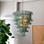 Celestine Aqua Five-Tier Glass Chandelier