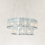Product detail of Chrome Tiered Marble Ring Chandelier 31.5