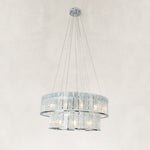 Chrome Tiered Marble Ring Chandelier 31.5