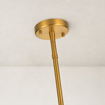 Two-tier petal glass chandelier, round gold-tone canopy and rod.