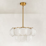 Two-tier petal glass chandelier, unlit full product view.