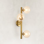 Brass-Tone Three-Globe Wall Sconce brass-tone fixture dimensions