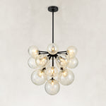 Nineteen-Light Glass Globe Chandelier 24" black complete fixture view