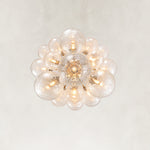 Thirty-Seven-Light Glass Globe Chandelier 36" black fixture detail