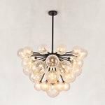 Thirty-Seven-Light Glass Globe Chandelier 36" black complete fixture view