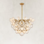 Thirty-Seven-Light Glass Globe Chandelier 36" brass-tone complete fixture view