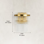 Semicircular Two-Light Glass Wall Sconce fixture dimensions